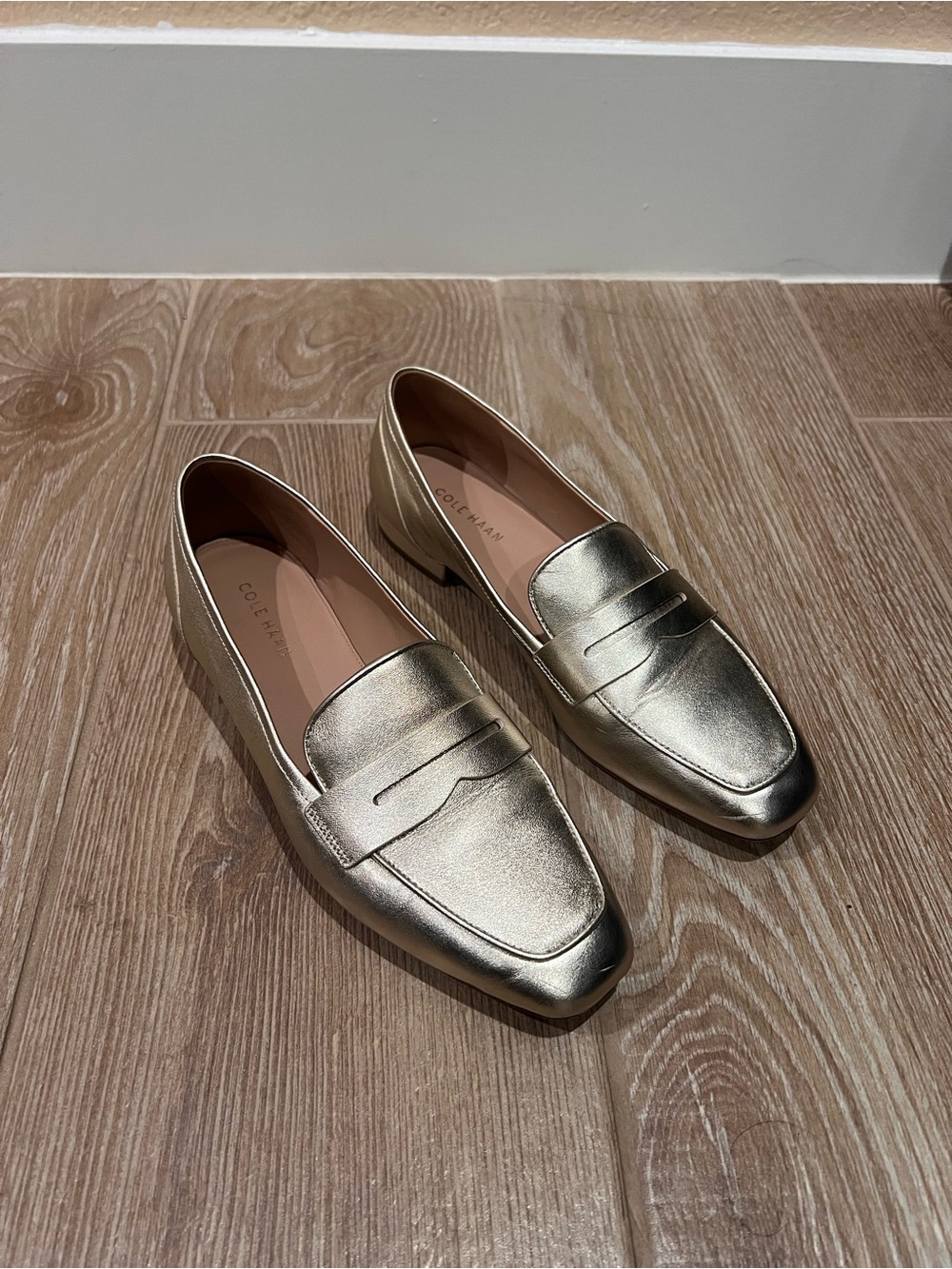 Cole Haan Metallic Gold Penny Loafers